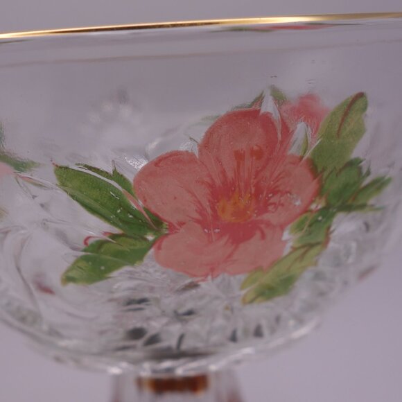 Vintage Pedestal Bowl with Flower Decoration - Picture 3 of 12
